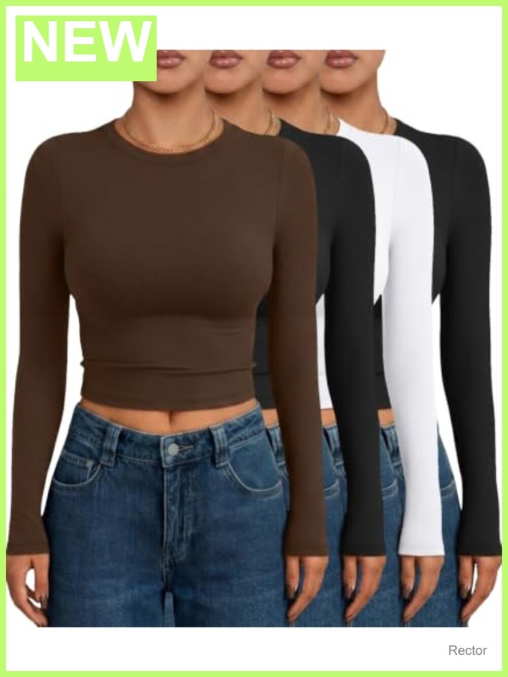Women's 4 Pack Long Sleeve Crop Tops Polyester Spandex Workout Gym Shirts